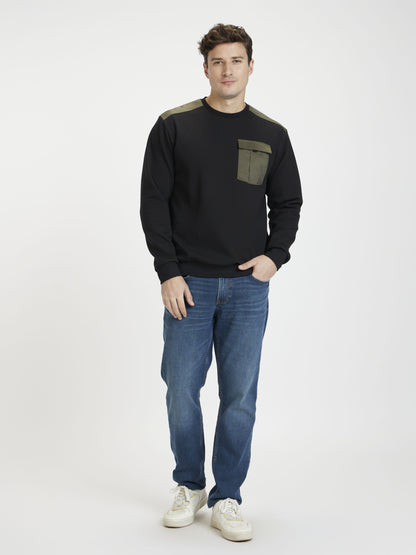 Celio Men Black Solid Regular Fit Cotton Sweatshirts