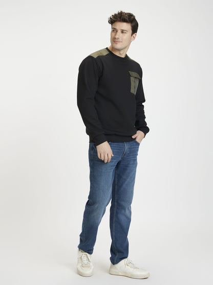 Celio Men Black Solid Regular Fit Cotton Sweatshirts