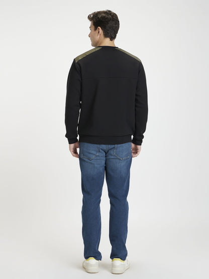 Celio Men Black Solid Regular Fit Cotton Sweatshirts