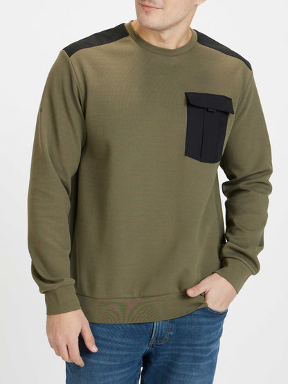 Celio Men Olive Solid Regular Fit Cotton Sweatshirts