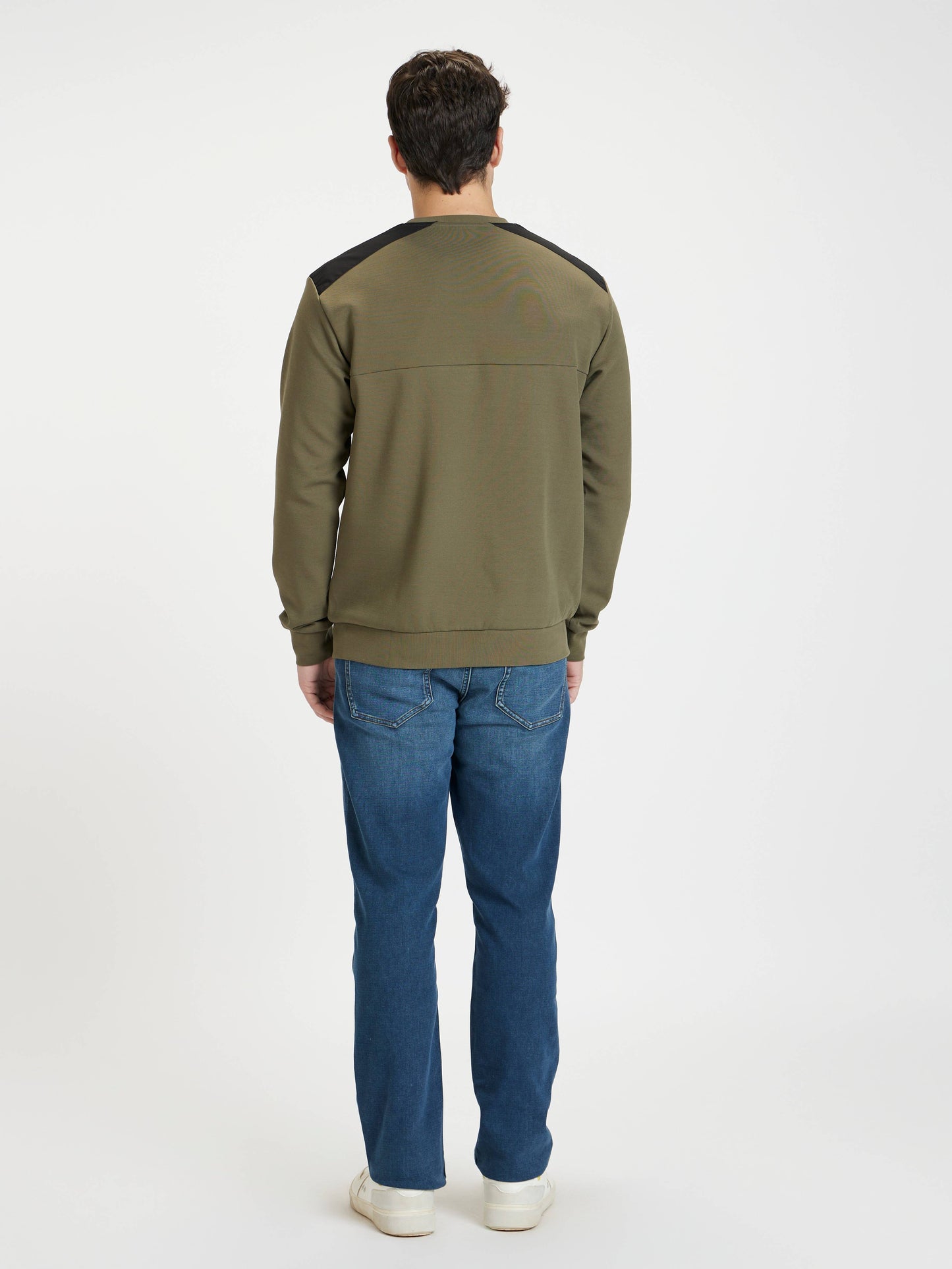 Celio Men Olive Solid Regular Fit Cotton Sweatshirts