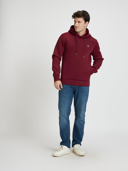 Celio Men Burgundy Solid Regular Fit Polyester Sweatshirts