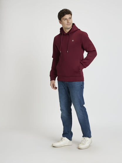 Celio Men Burgundy Solid Regular Fit Polyester Sweatshirts