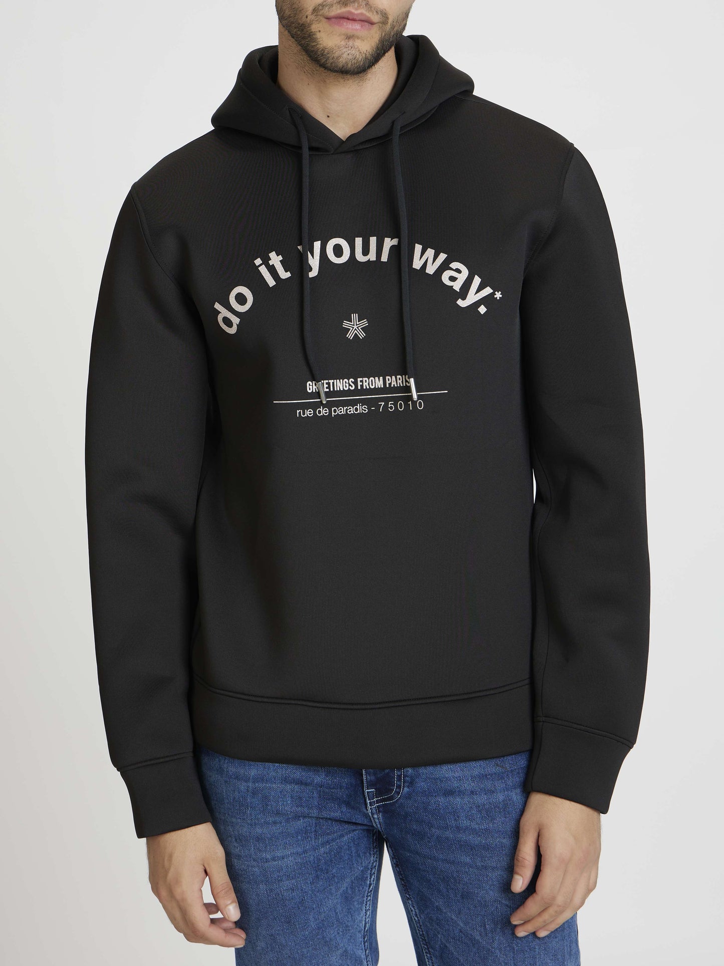 Celio Men Black Printed Regular Fit Polyester Sweatshirts