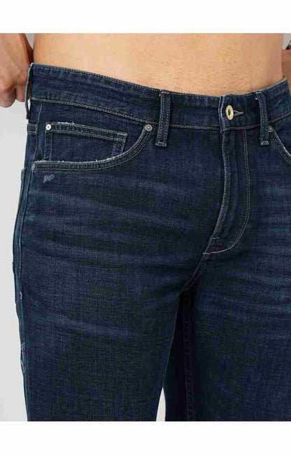 Navy Blue Straight Slim Fit Soft Touch Jeans