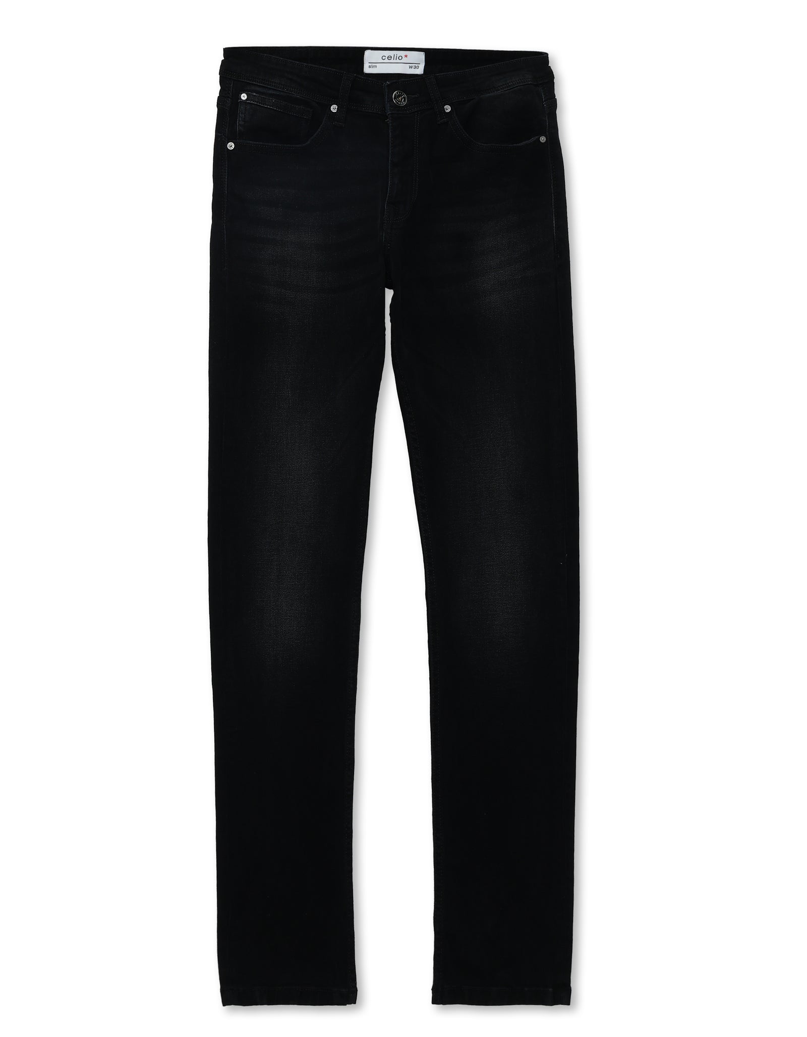 Celio* Men Black Solid Cotton Slim Fit Jeans