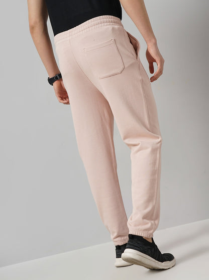 Celio* Men Pink Solid Jogger Fit Cotton Trousers