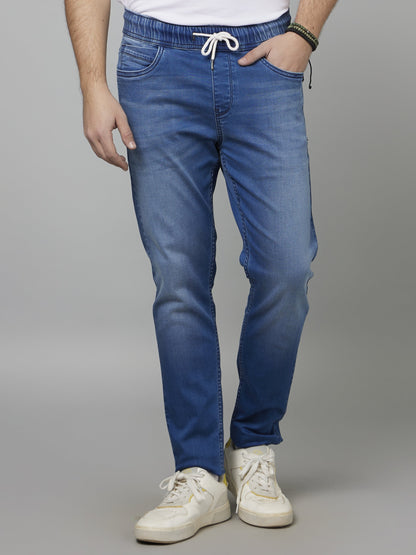 Celio* Men Blue Solid Jogger Fit Cotton-Blend Jeans