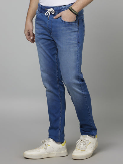 Celio* Men Blue Solid Jogger Fit Cotton-Blend Jeans
