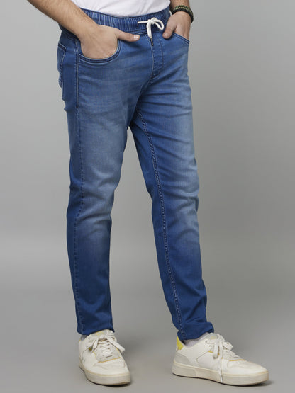 Celio* Men Blue Solid Jogger Fit Cotton-Blend Jeans