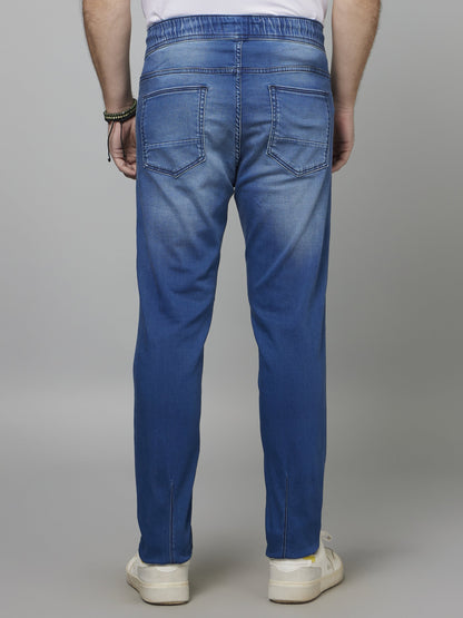 Celio* Men Blue Solid Jogger Fit Cotton-Blend Jeans