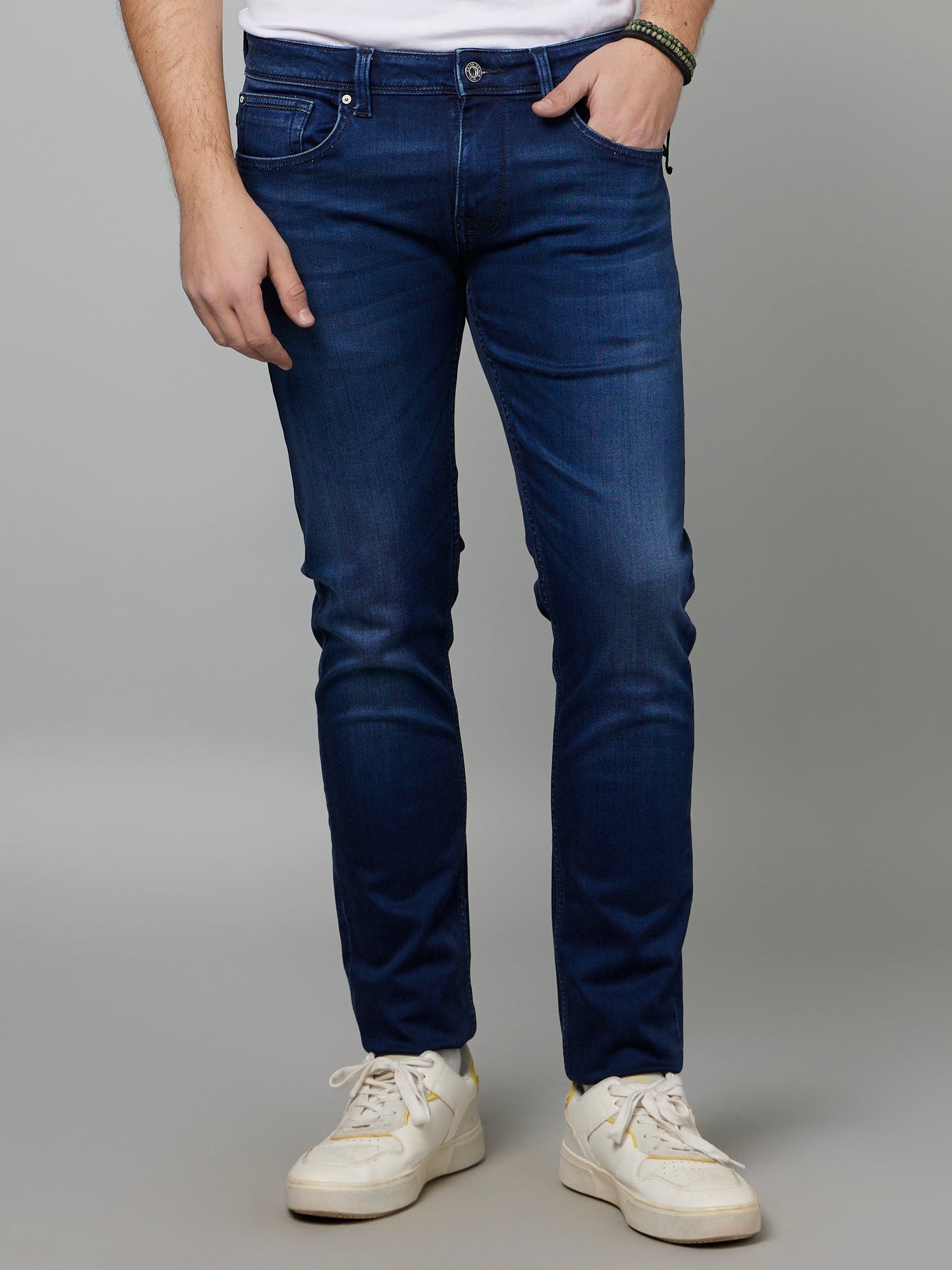 Navy Blue Straight Slim Fit Jeans