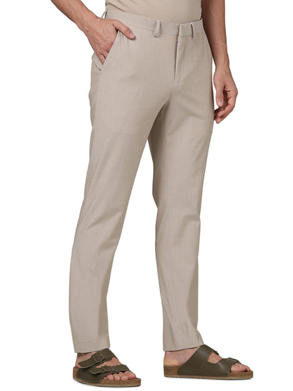 Beige Slim Fit Trousers