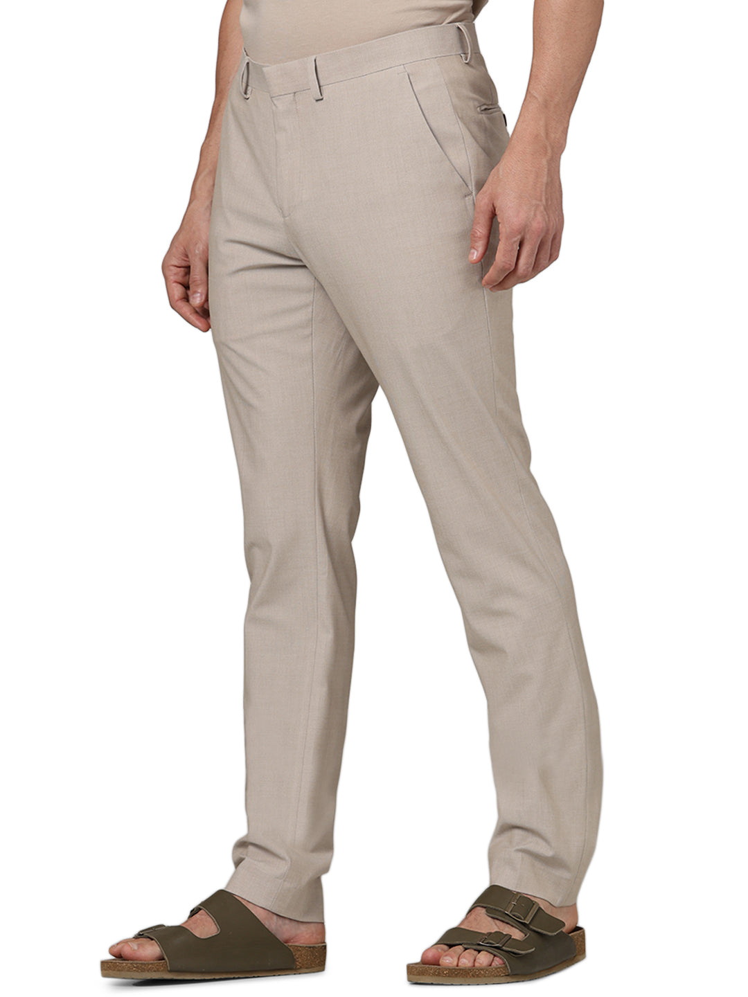 Beige Slim Fit Trousers