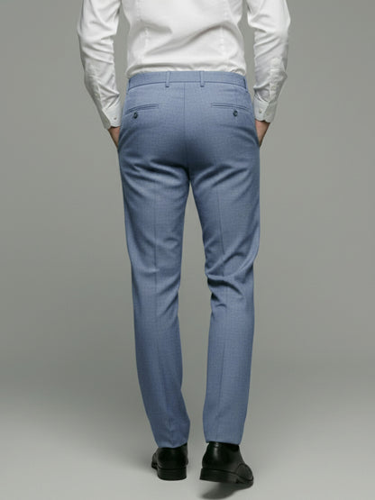 Celio* Men Blue Solid Slim Fit Poly-Blend Trousers