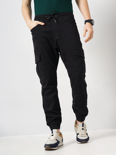 Celio* Cotton Jogger Fit Black Trouser