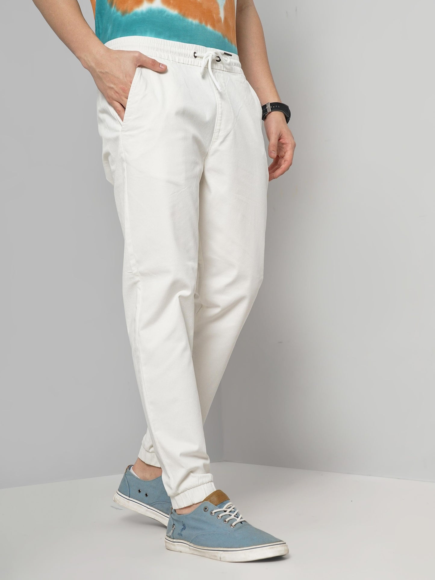 Beige Slim Fit Trousers