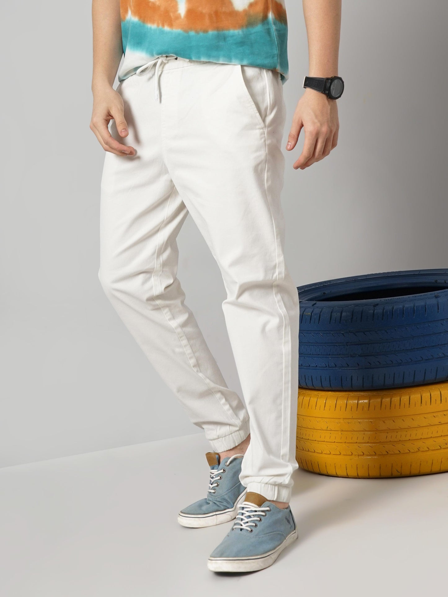 Beige Slim Fit Trousers