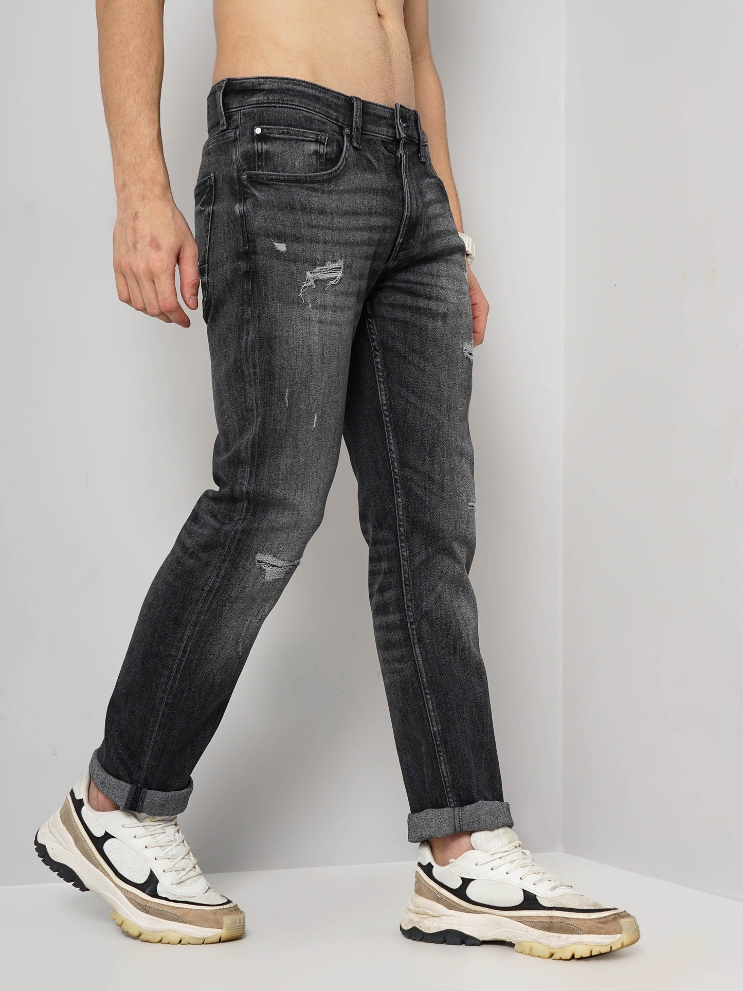 Celio* Men Grey Solid Slim Fit Cotton Jeans