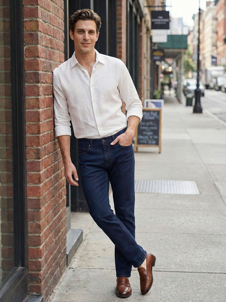 Celio* Blue Solid Cotton Men Slim Fit Jeans