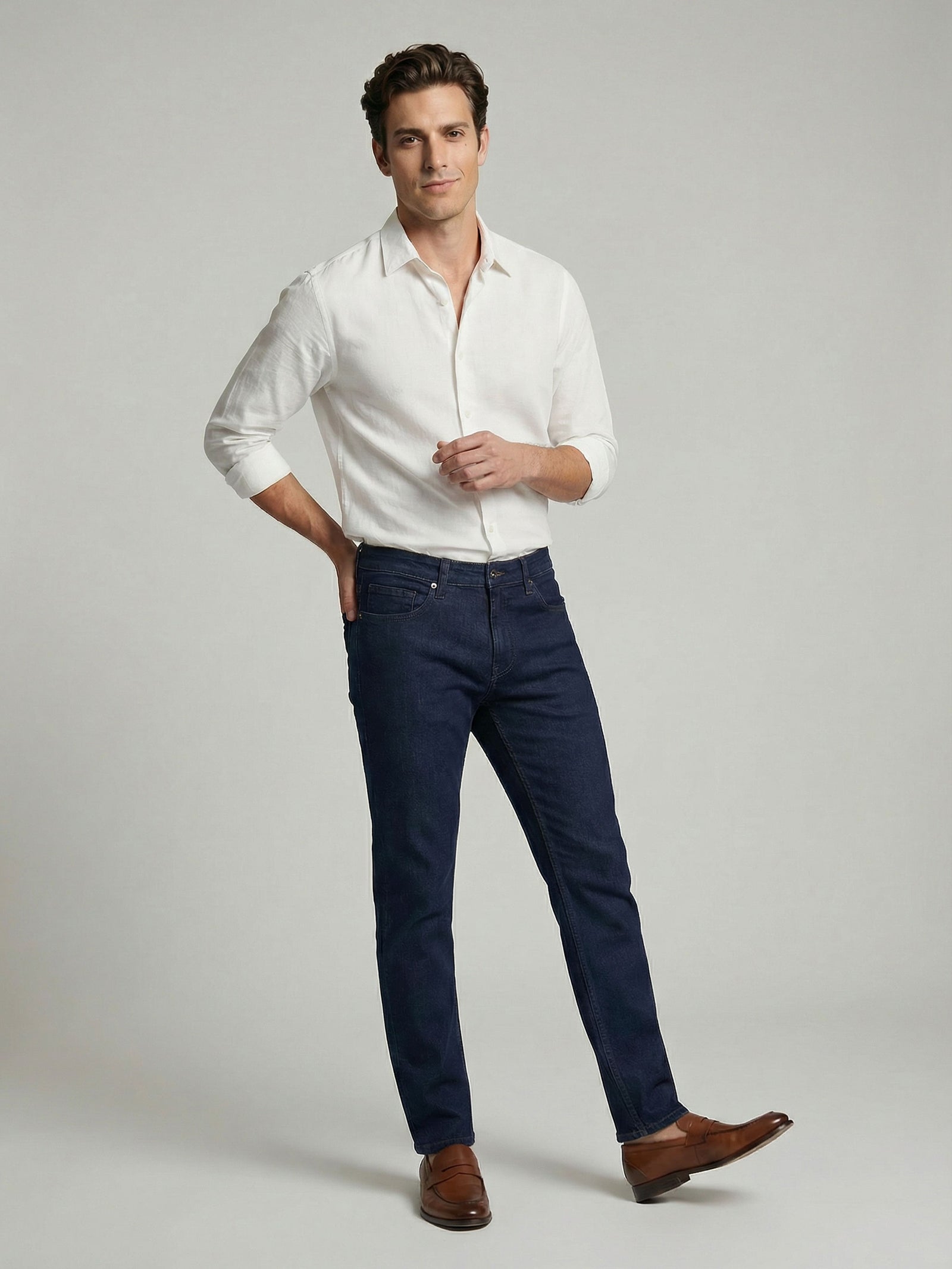 Celio* Blue Solid Cotton Men Slim Fit Jeans