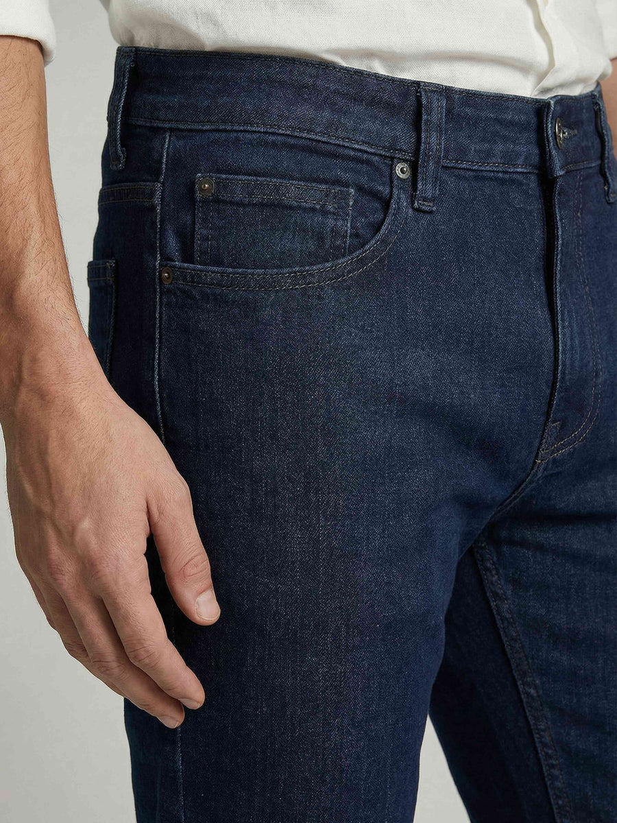 Celio* Blue Solid Cotton Men Slim Fit Jeans