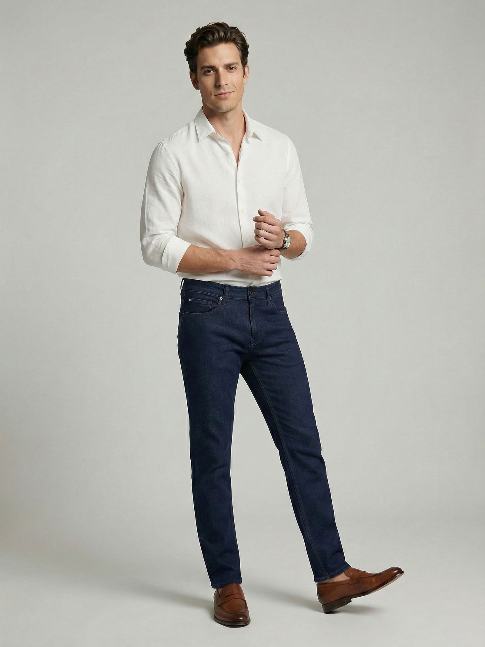 Celio* Blue Solid Cotton Men Slim Fit Jeans