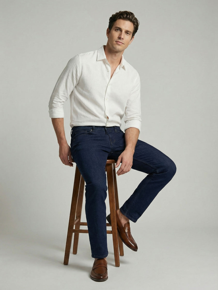 Celio* Blue Solid Cotton Men Slim Fit Jeans