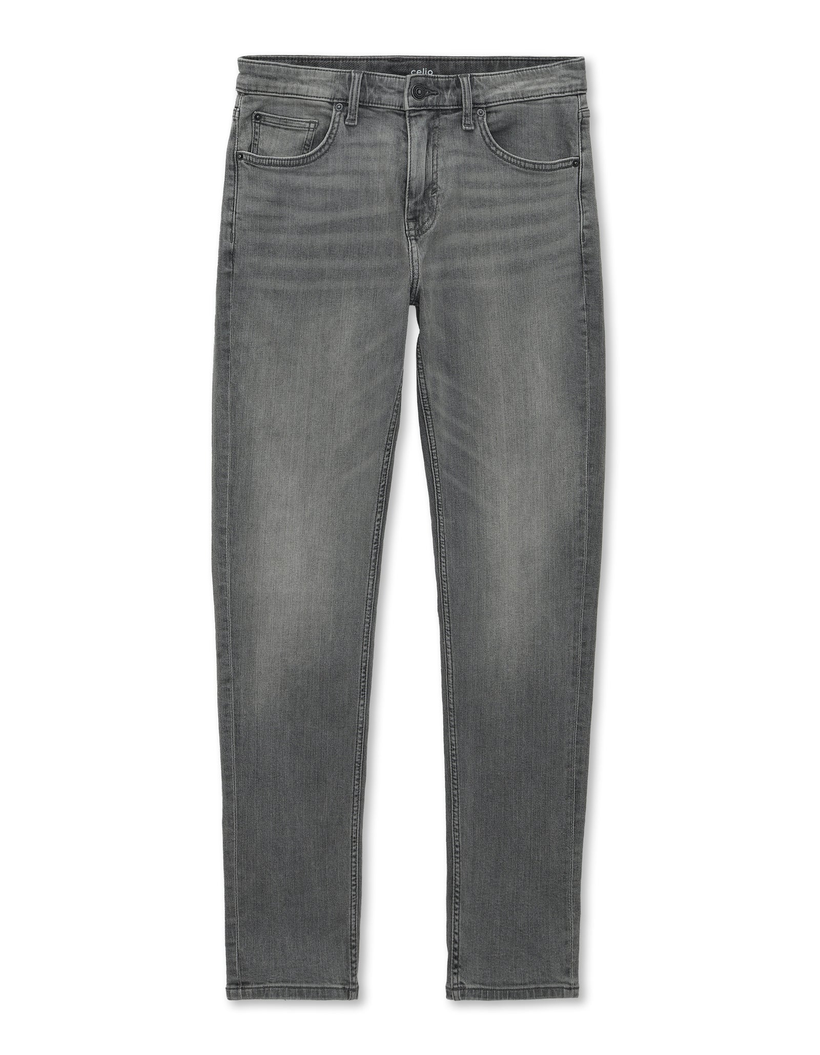 Celio* Men Slim Fit Cotton Grey Solid Jeans
