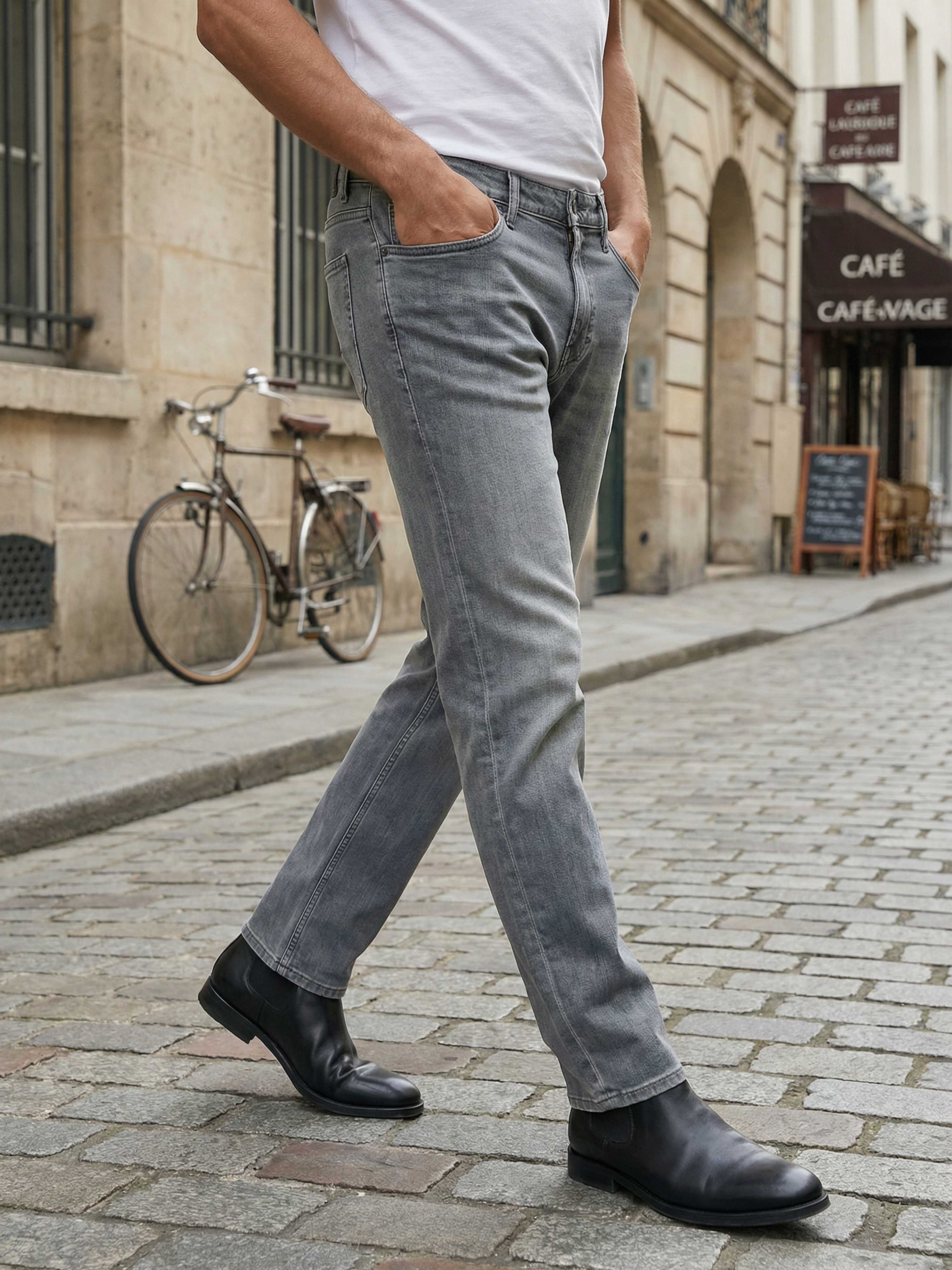 Celio* Men Grey Solid Slim Fit Cotton Jeans