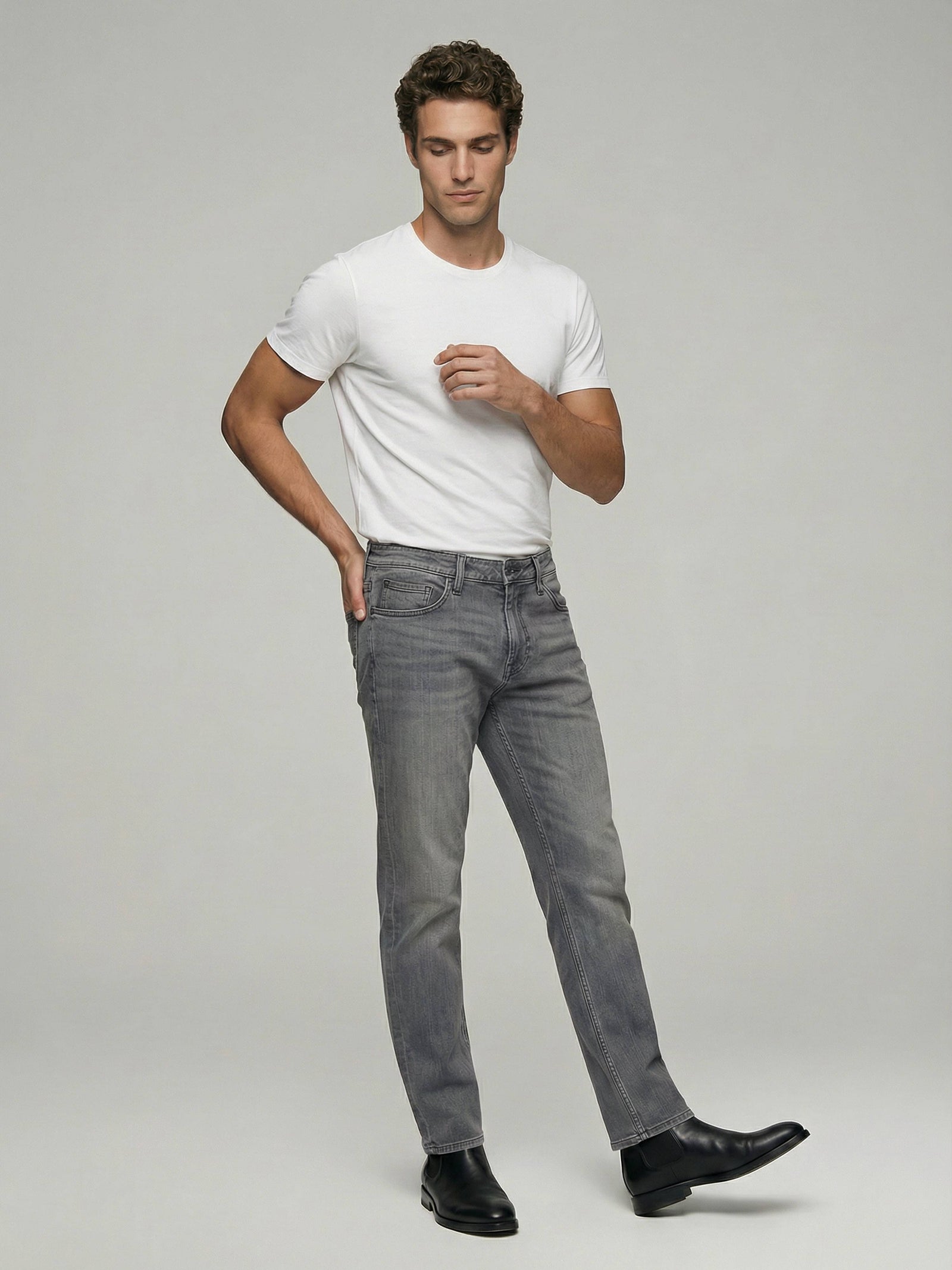 Celio* Men Slim Fit Cotton Grey Solid Jeans