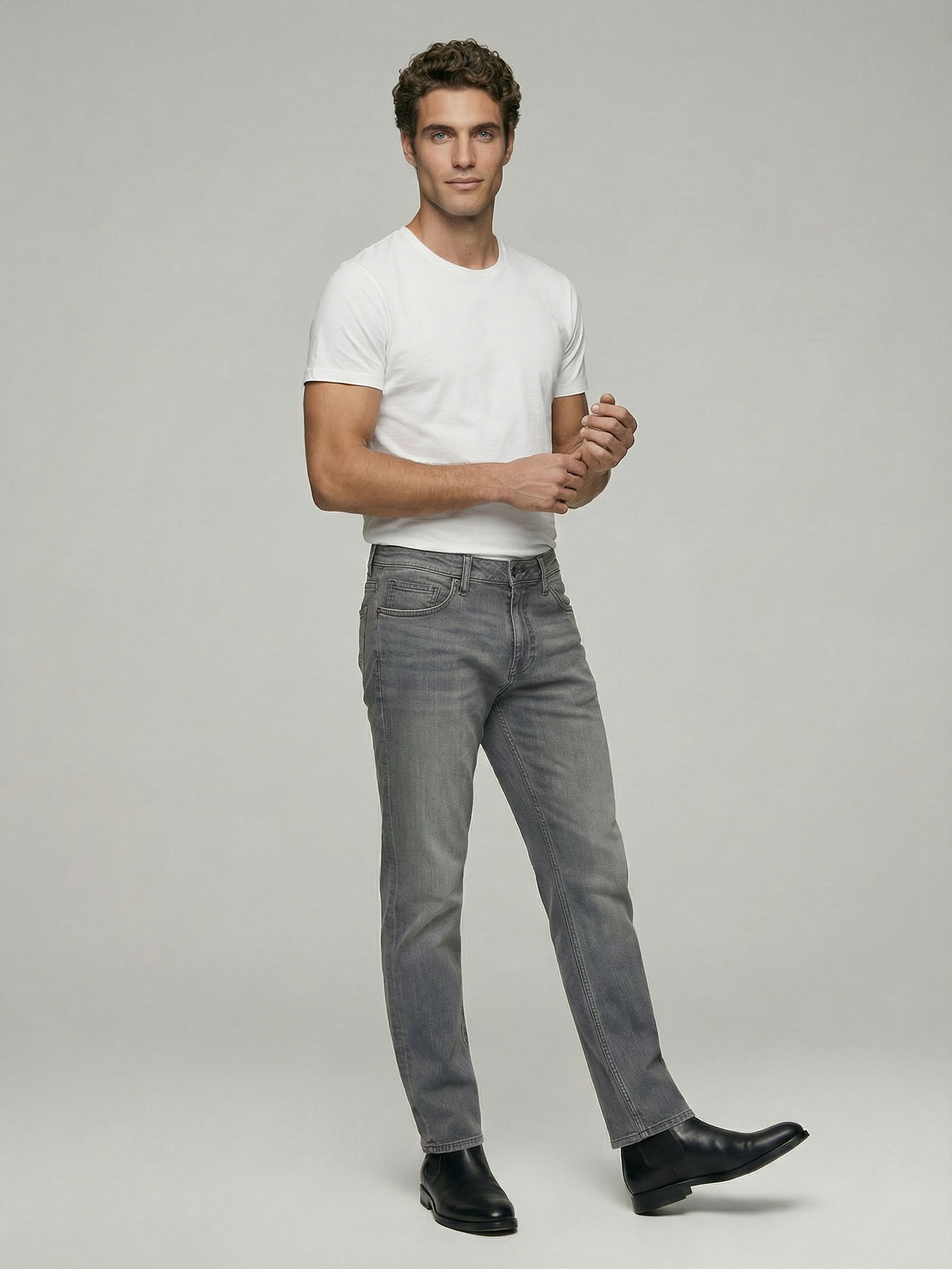 Celio* Men Slim Fit Cotton Grey Solid Jeans