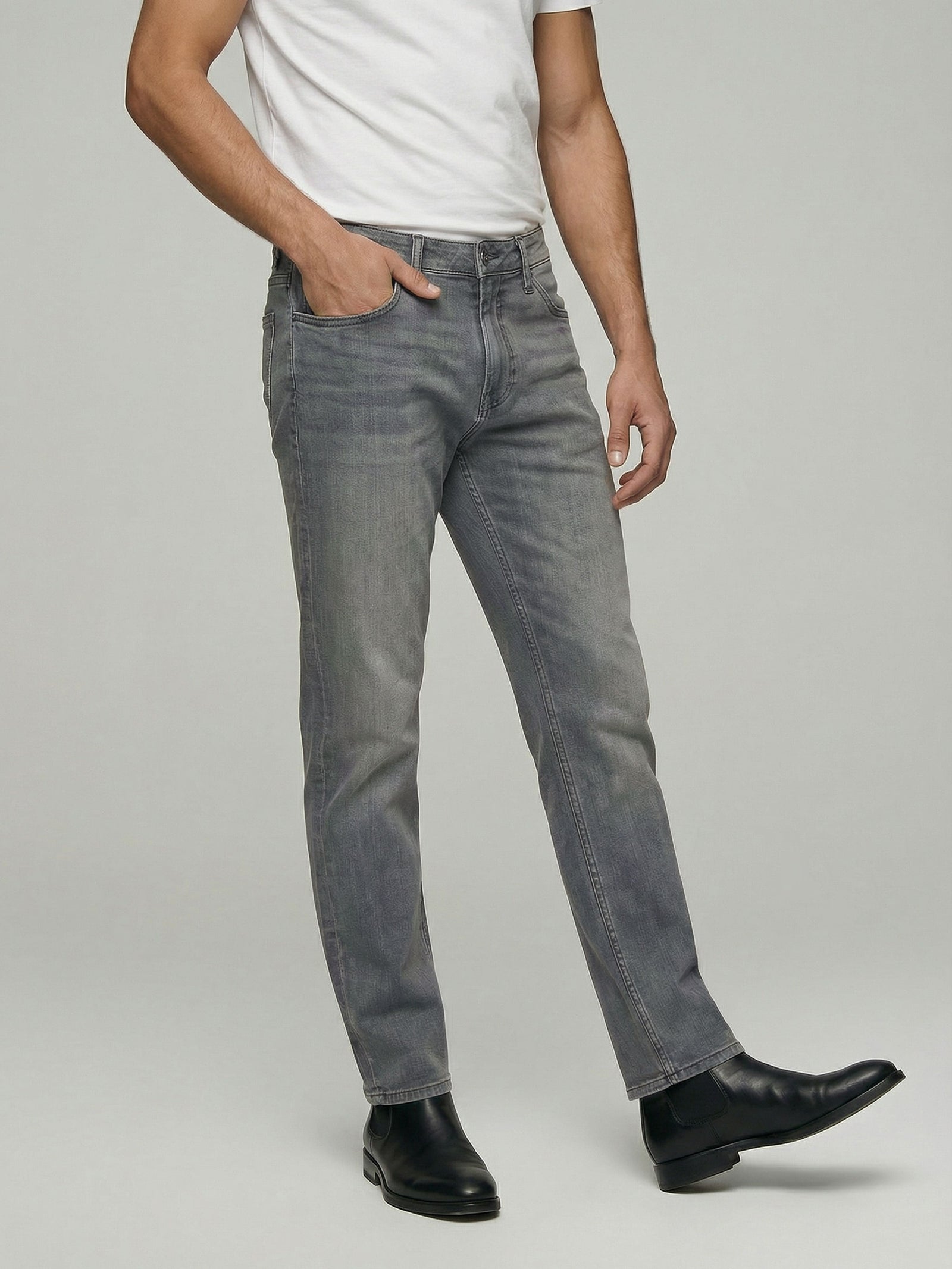 Celio* Men Slim Fit Cotton Grey Solid Jeans