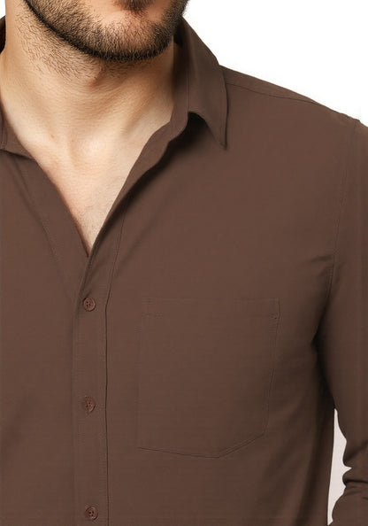 Celio* Men Brown Solid Regular Fit Cotton Shirt