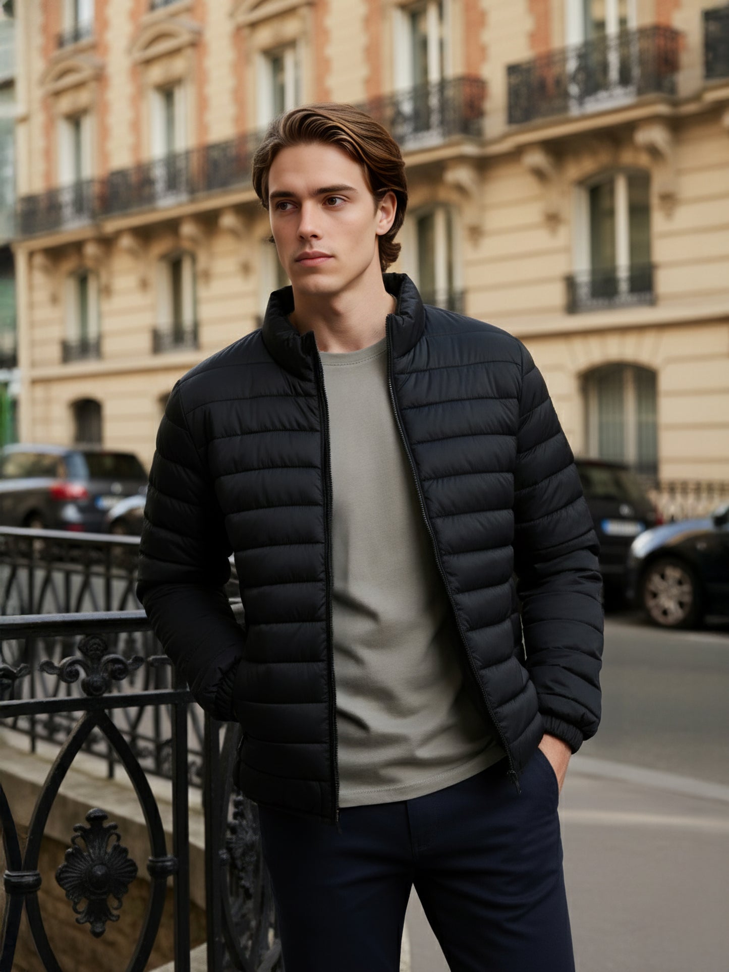 Celio* Men Black Solid Regular Fit Polyester Jackets