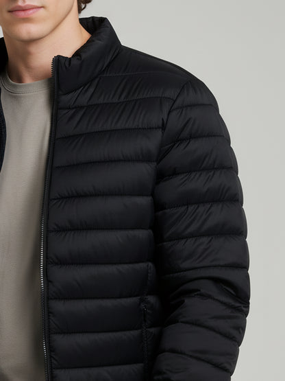 Celio* Men Black Solid Regular Fit Polyester Jackets