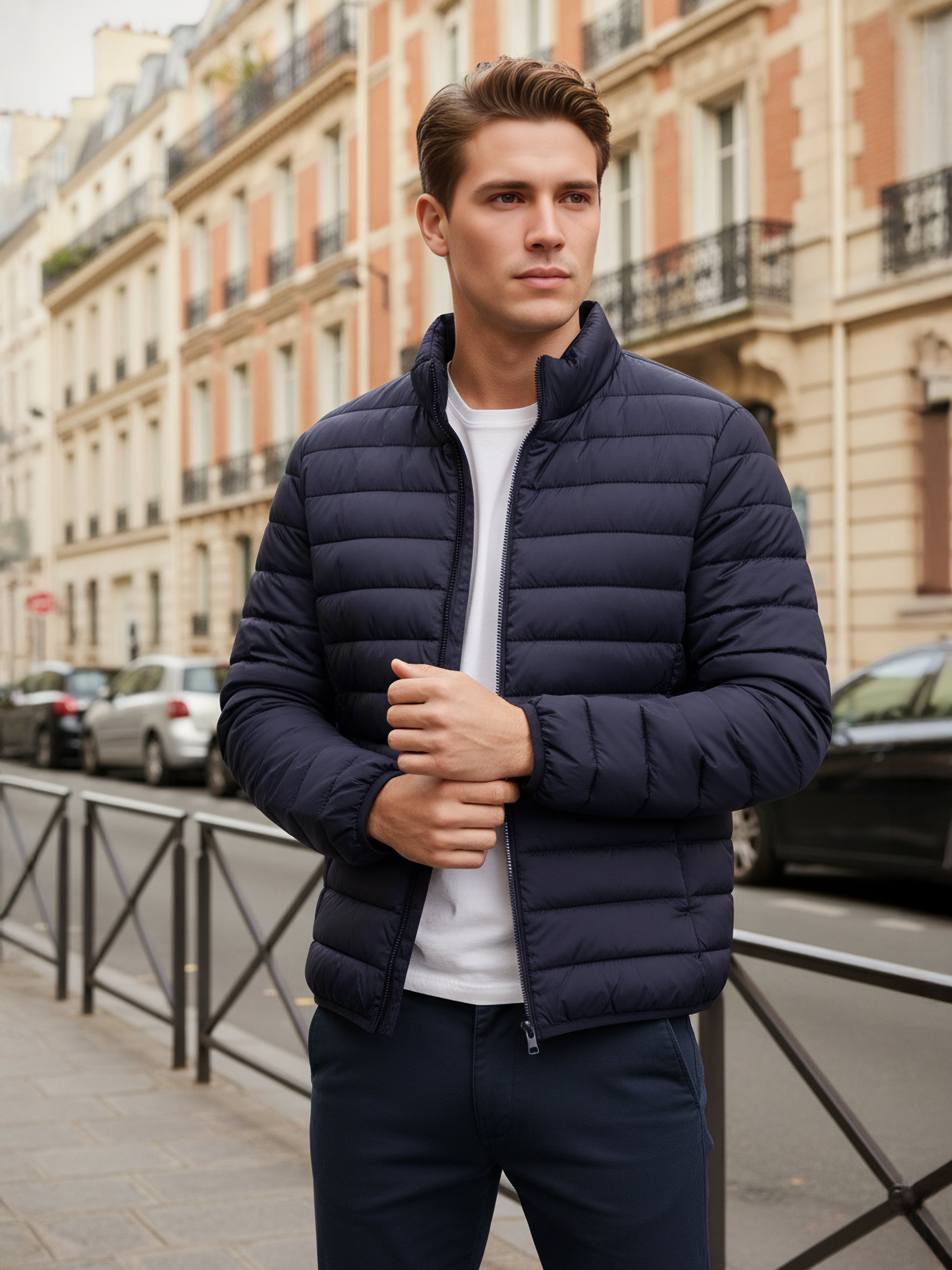 Celio* Men Navy Blue Solid Regular Fit Polyester Jackets