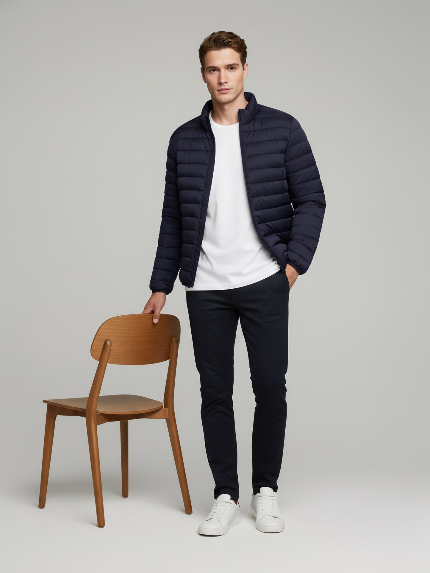 Celio* Men Navy Blue Solid Regular Fit Polyester Jackets