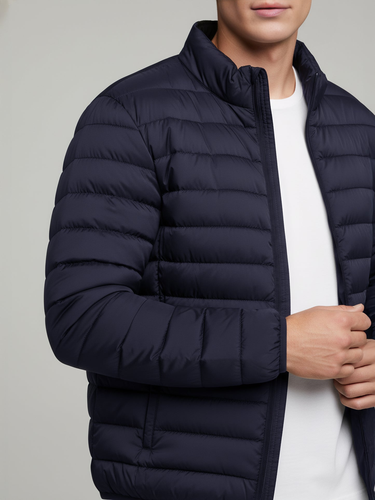 Celio* Men Navy Blue Solid Regular Fit Polyester Jackets