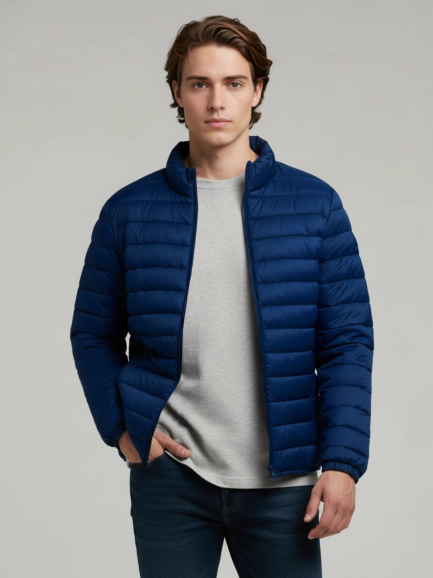 Celio* Men Blue Solid Regular Fit Polyester Jackets