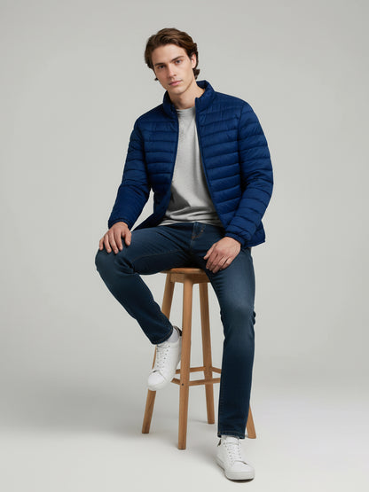 Celio* Men Blue Solid Regular Fit Polyester Jackets