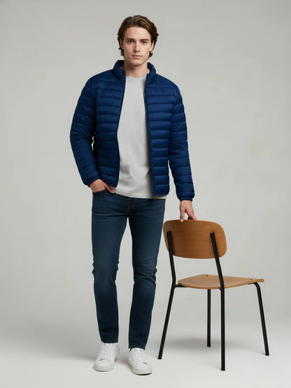 Celio* Men Blue Solid Regular Fit Polyester Jackets