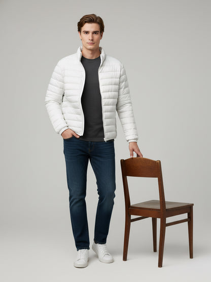Celio* Men White Solid Regular Fit Polyester Jackets