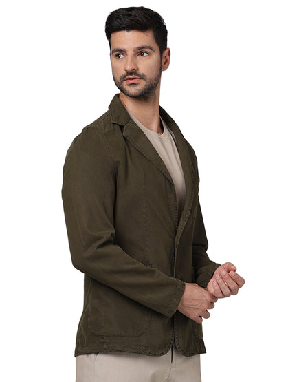 Olive Solid Cotton Jacket