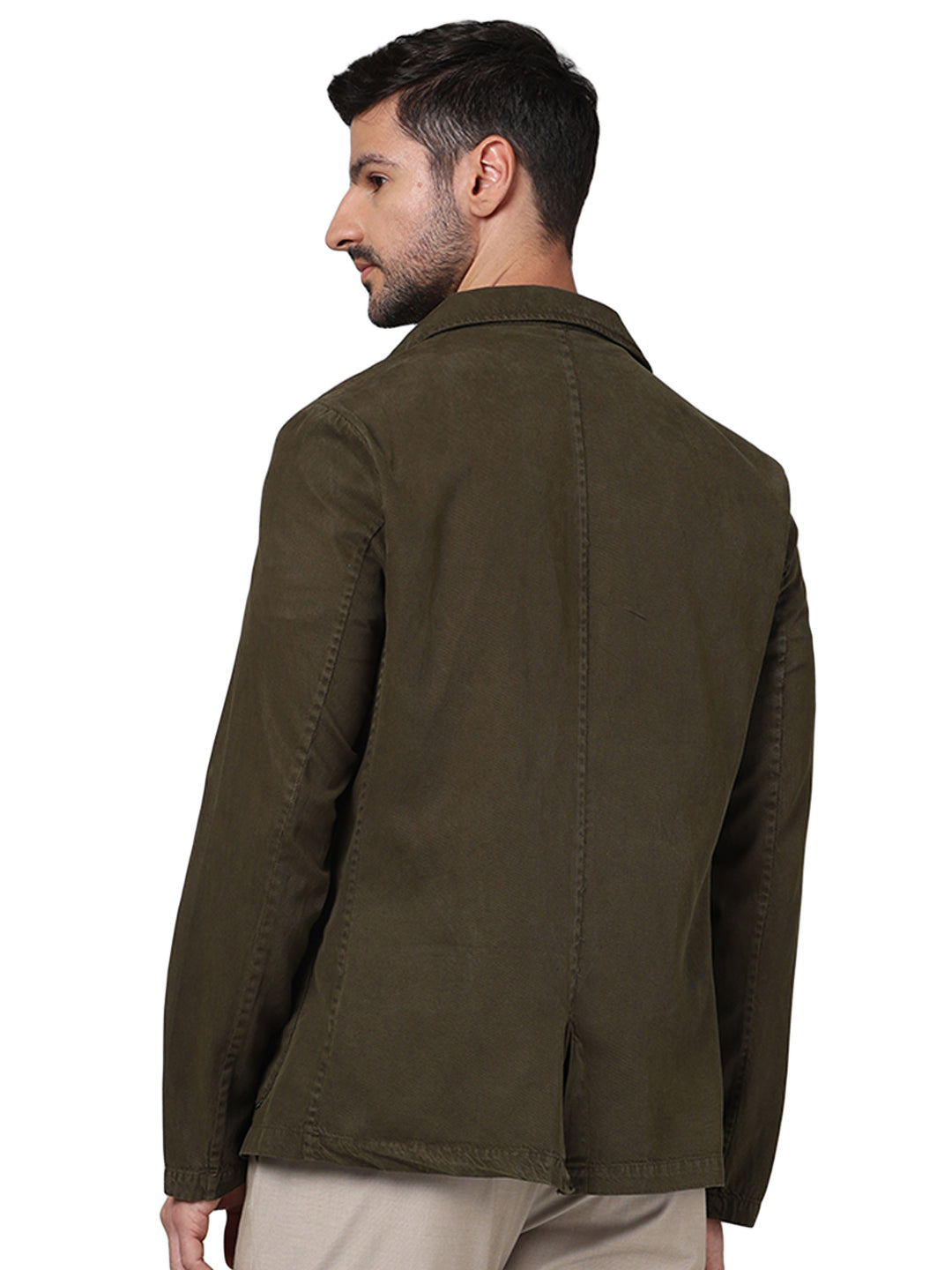 Olive Solid Cotton Jacket