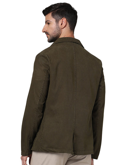 Olive Solid Cotton Jacket