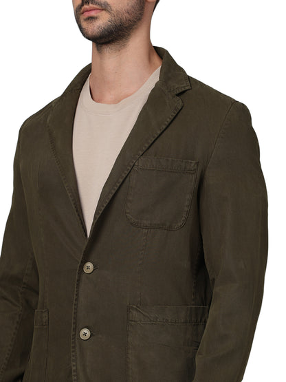 Olive Solid Cotton Jacket