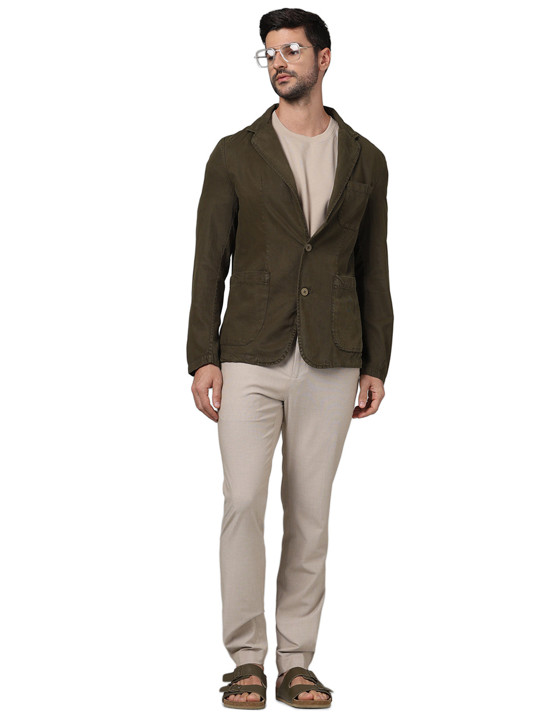 Olive Solid Cotton Jacket