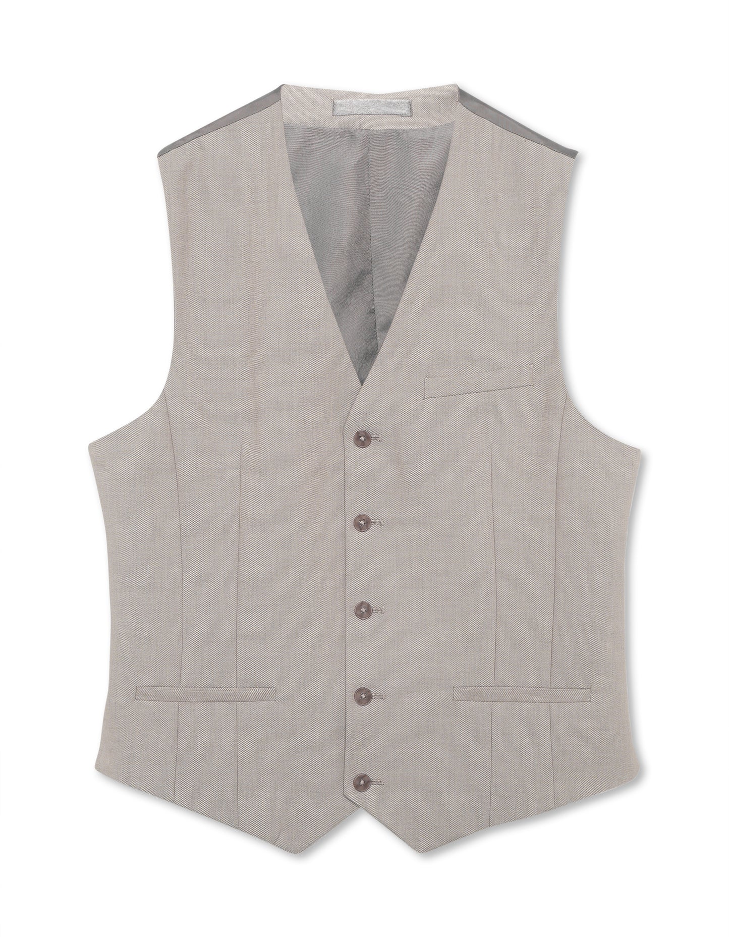 Slim Fit Poly-Viscose V-Neck Waistcoat - Beige