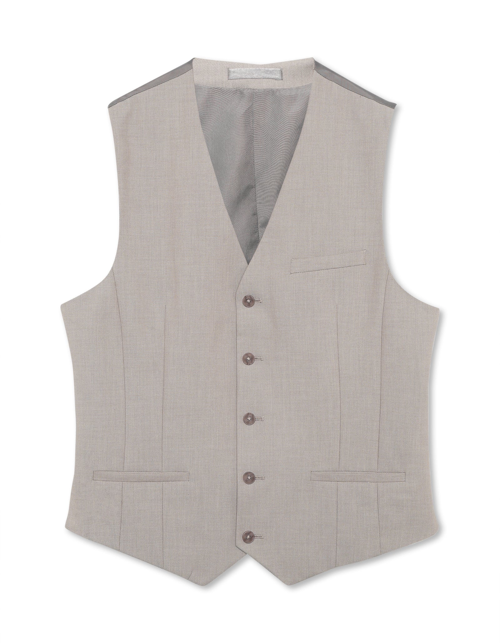 Slim Fit Poly-Viscose V-Neck Waistcoat - Beige